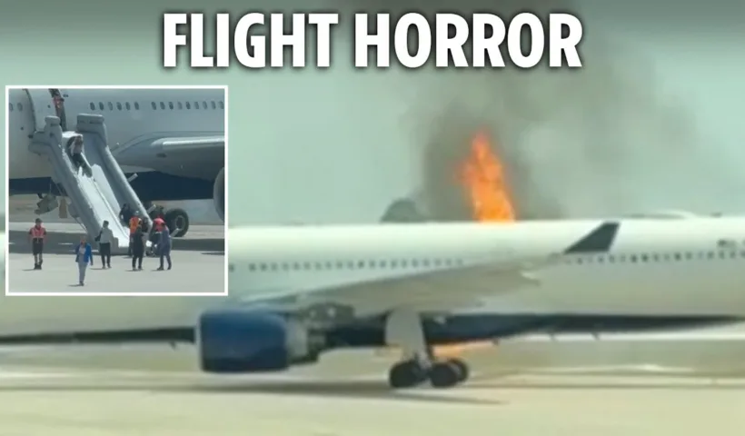 Moment Delta plane catches fire on runway as passengers rush to escape