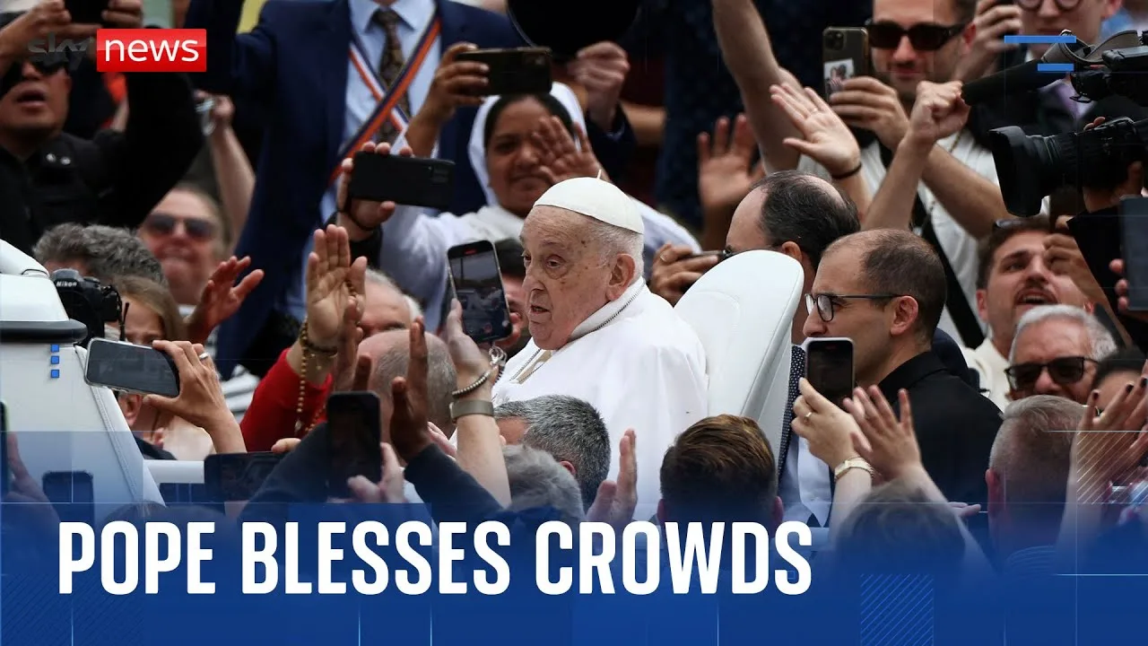 Pope blesses Easter crowds from popemobile in first significant appearance since illness